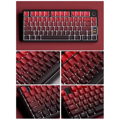 Novas Keycaps para Teclado Mecânico Gaming 60/64/84/98/108 com Switch MX, 135 Teclas OEM PBT, Gravação Lateral, Gradiente Vermelho e Preto