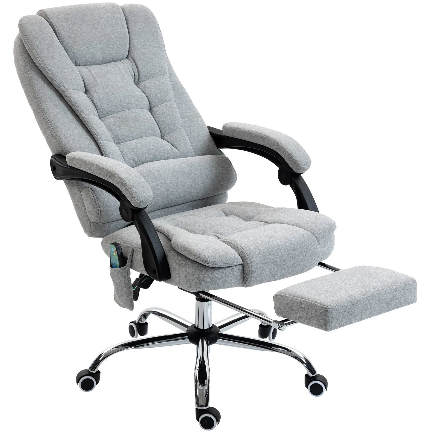 Massage and heated office chair, office chair, adjustable height, reclining back, 65x70x111-119cm, gray