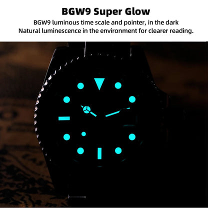 ADDIESDIVE Luxury Men's Diver Steel Watch 200m Waterproof Ceramic Bezel Analog Watch BGW9 Luminous Business Quartz Watch AD2040