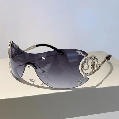 KLASSNUM Y2K Vintage Women's Luxury Sunglasses Gradient SunGlasses Men Rimless Pilot Goggles Uv400 Unisex Glasse for Spicy Girl