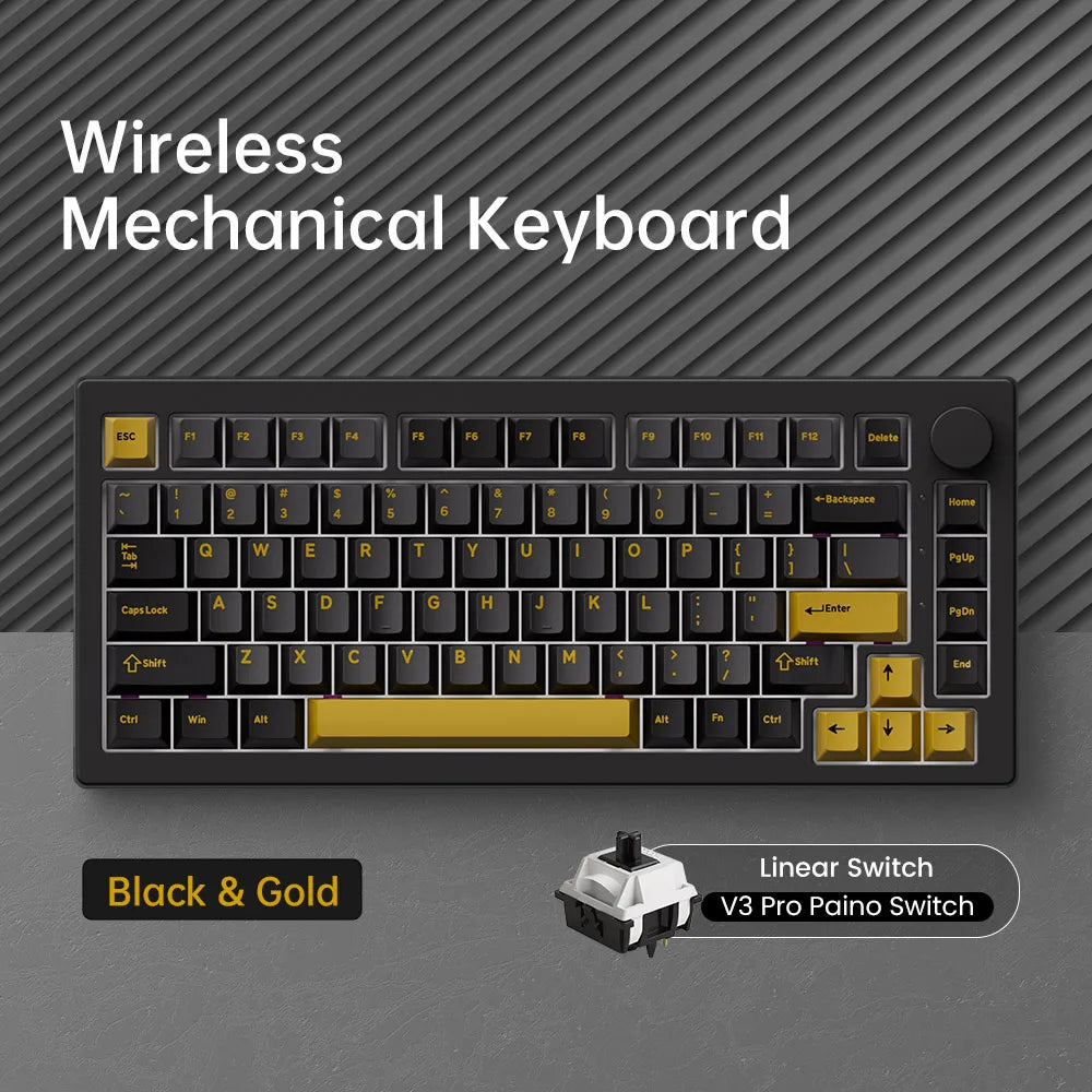 Akko 5075 V3 75% Mechanical Keyboard 8000/10000mAh 2.4GHz Wireless/Wired Type-C/BT 5.0 Hot Swap RGB Gasket for Gaming Typing