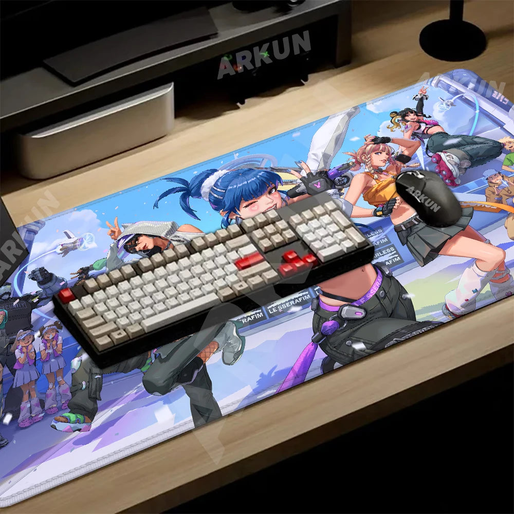 Madingas didelis FPS 900x400 anime žaidimų merginos Overwatch nešiojamojo kompiuterio ir biuro minkštas guminis stalo kilimėlis, XXL žaidimų pelės kilimėlis