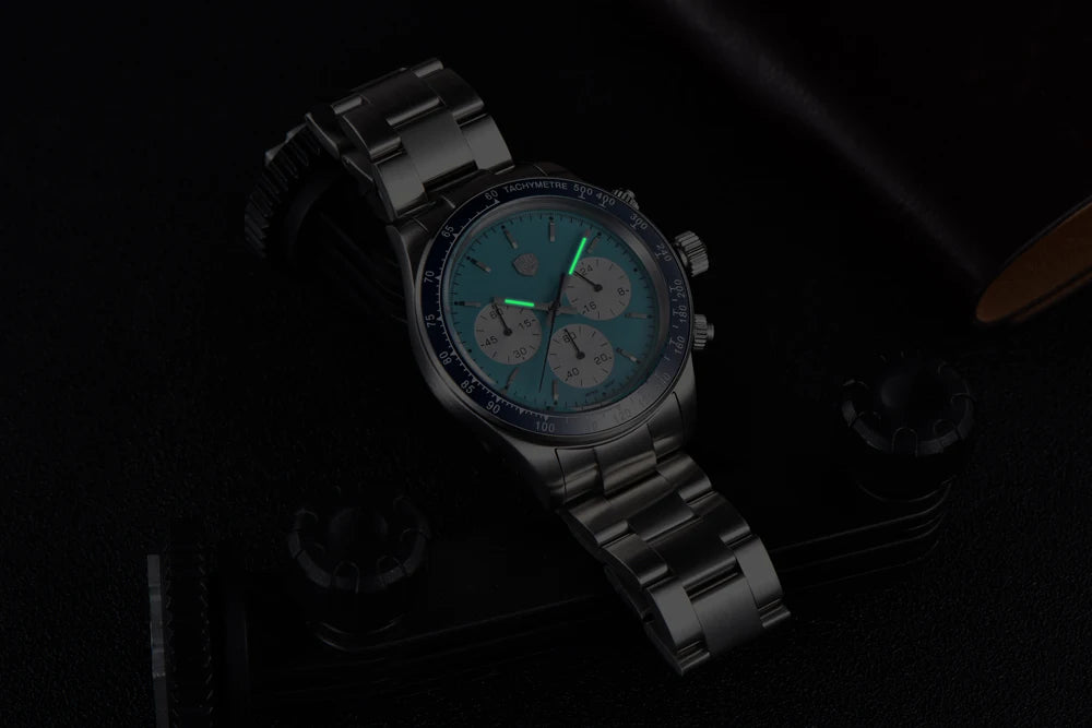 Montres pour hommes Rolls Timi Panda – Chronographe à quartz, modèle de luxe, verre saphir avec traitement antireflet, étanche, style sportif