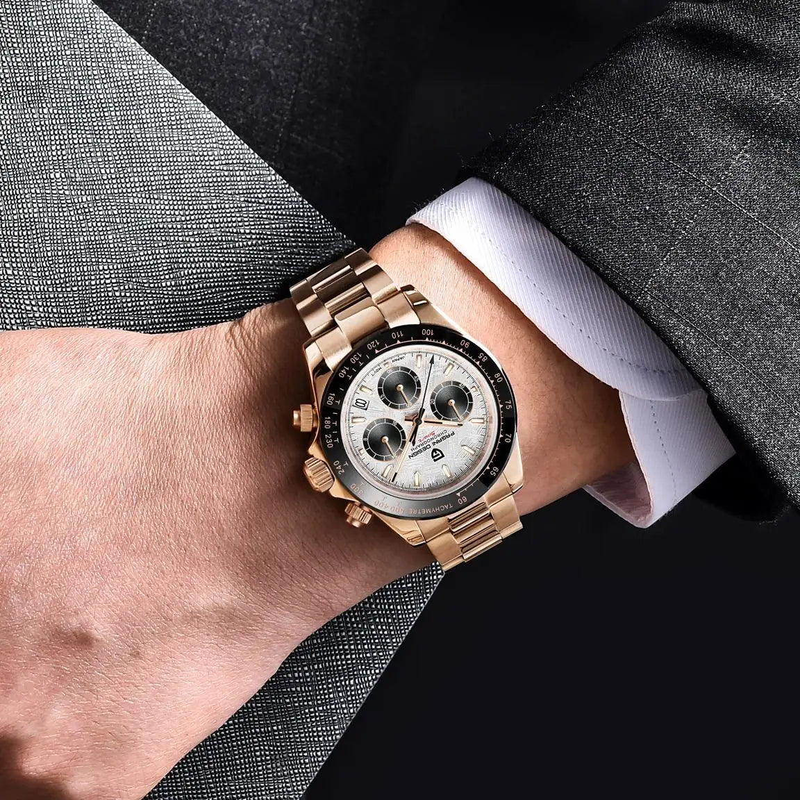 PAGANI DESIGN – Nouvelle montre pour homme, modèle de luxe à quartz en or rose, chronographe sportif étanche jusqu'à 100 m