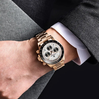 PAGANI DESIGN – Nouvelle montre pour homme, modèle de luxe à quartz en or rose, chronographe sportif étanche jusqu'à 100 m