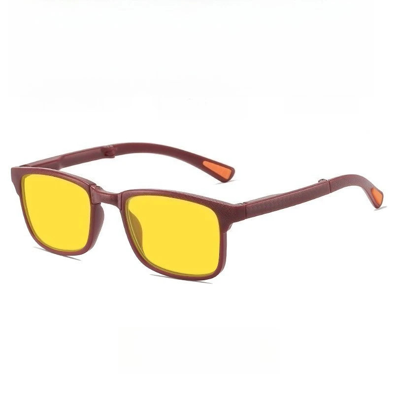 Night Vision Retro Square Women Anti Blue Light Sunglasses UV400 Men Computer Game Anti Radiation Red Orange Sleep Lens Eyewear