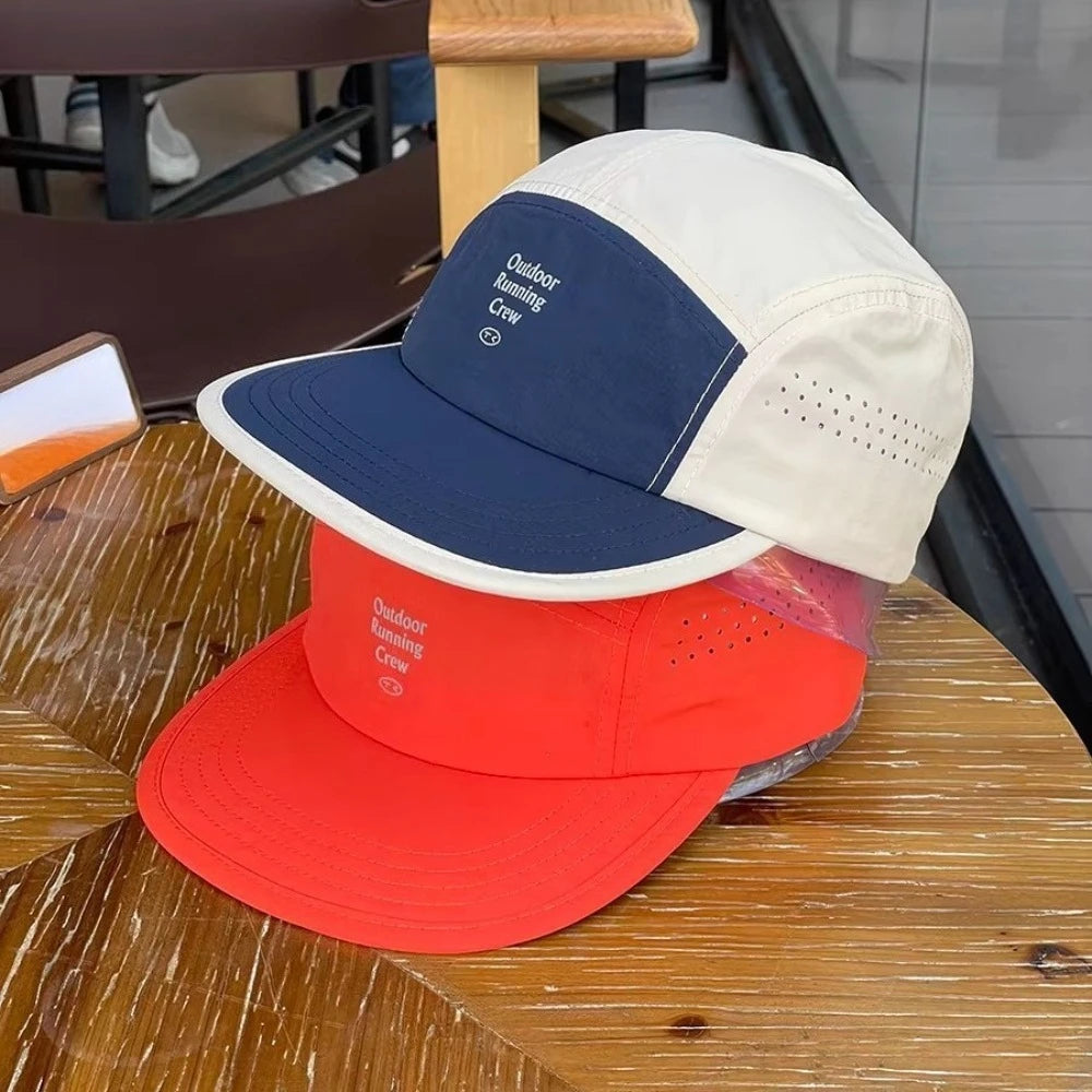 Color Block 5 Panel Baseball Cap - Embroidered Letter Quick Dry Mesh Breathable Sports Cap, Fashion Casual Lightweight Wear Hat