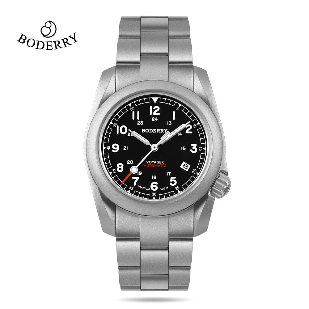 Boderry Field Watches Bronze Case Automatic Mechanical VOYAGER Watch Men's 100M Waterproof Clock Military Top Brand Wristwatch