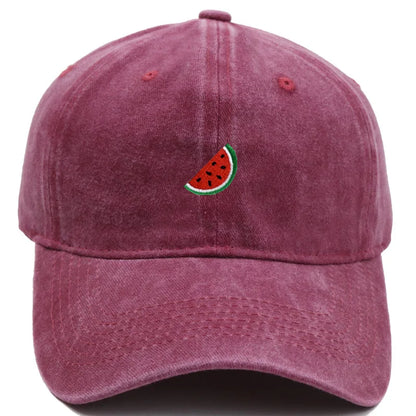 Printed Watermelon Baseball Cap Men's Washed Soft Top Retro Dad Hats Women's Casual Versatile Fashion Trend Duck Tongue Caps