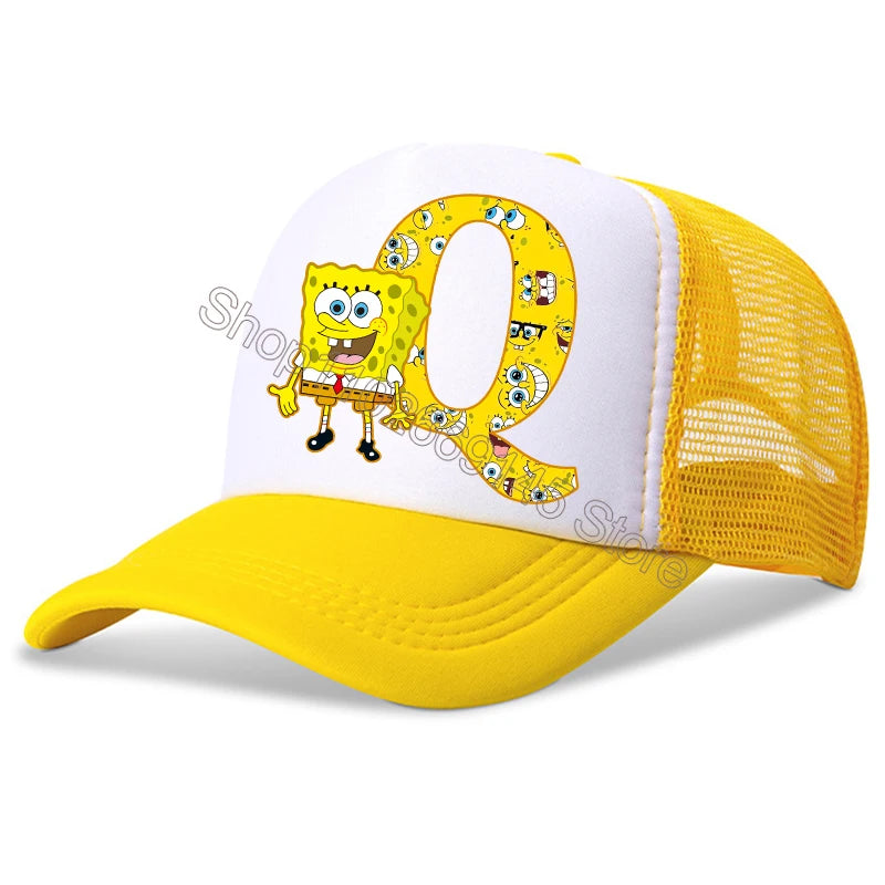New Spongebob Children Baseball Caps Kawaii Cartoon Letter Printed Hat Kids Casual Sun Hat Adjustable Peaked Cap Birthday Gifts