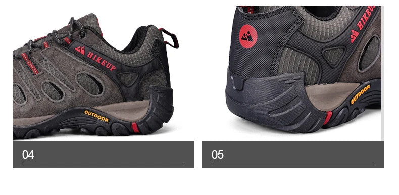 HIKEUP Hiking Shoes Mens Winter Climbing Trekking Sneakers for Men Leather Breathable Outdoor Anti-skid Sports Work Man Shoes