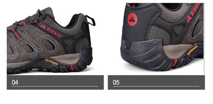 HIKEUP Hiking Shoes Mens Winter Climbing Trekking Sneakers for Men Leather Breathable Outdoor Anti-skid Sports Work Man Shoes