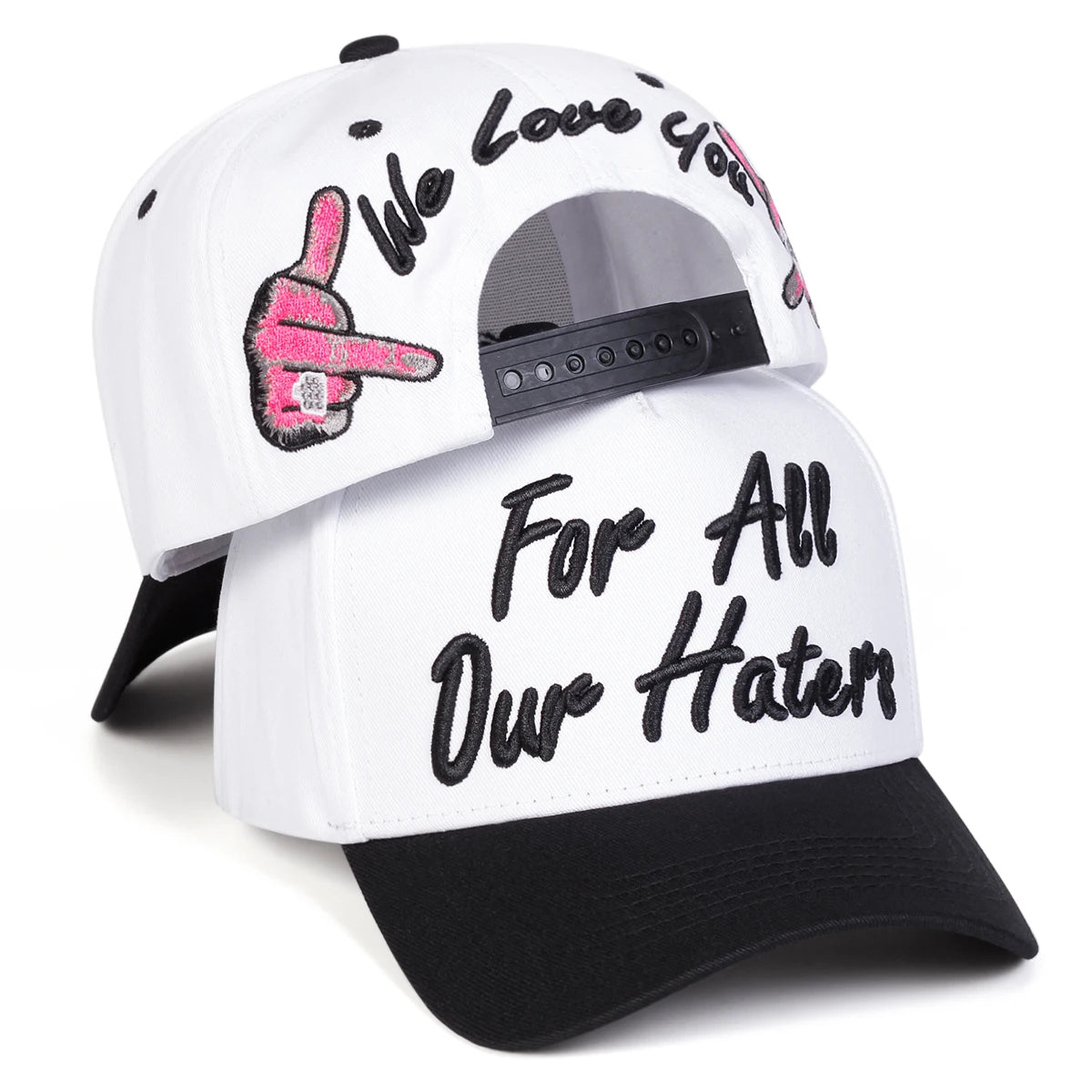 Czapki z daszkiem unisex z haftem „FOR ALL OUR HATERS” – wiosna, jesień, na świeżym powietrzu, regulowane, codzienne, chroniące przed słońcem, czapki sportowe