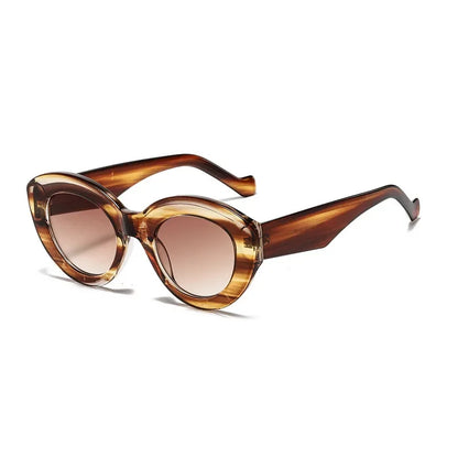 JNPCXI Ins Popular Fashion Oversized Cat Eye Women Sunglasses Green Stripes Retro Shades UV400 Men Trending Oval Sun Glasses