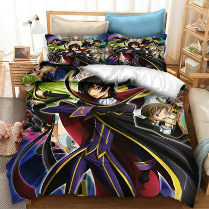 Μοντέρνο 3D Εκτυπωμένο Anime Code Geass Κάλυμμα Παπλώματος, Σετ Κλινοσκεπασμάτων 2/3 Τμχ, Double Twin Full Queen King, για Ενήλικες και Παιδιά, Κάλυμμα Παπλώματος