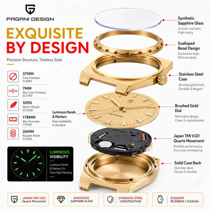 PAGANI DESIGN 2026 New 7mm Fashion Men's V2 Quartz Watch 10Bar Waterproof Stainless Steel Sapphire C3 reloj hombre Watches male