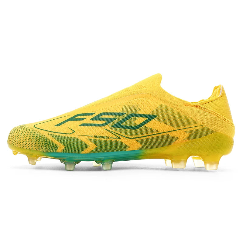 Chaussures de football sans lacets F50 de haute qualité pour hommes, crampons de football FG pour garçons, chaussures de football antidérapantes pour l'entraînement sur gazon, tailles 35-45