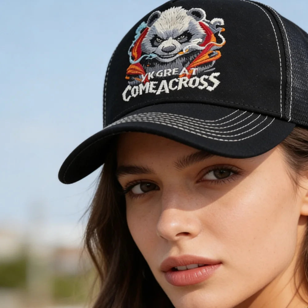 New Style Unisex Cool Panda Embroidered Baseball Cap Chic Trucker Hats For Men Women Breathable Streetwear Summer Outdoor Hat