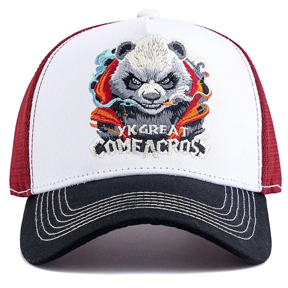 New Style Unisex Cool Panda Embroidered Baseball Cap Chic Trucker Hats For Men Women Breathable Streetwear Summer Outdoor Hat