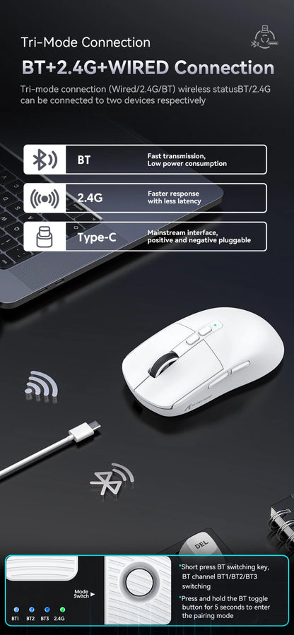 Attack Shark X6 Lightweight Wireless Gaming Mouse with 3 Mode Up to 26K DPI RGB Backlight Charging Base for Laptop Desktop