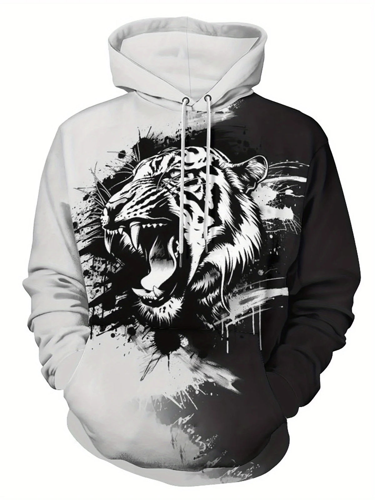 Graphisme « Loup » - Mode masculine - Imprimé 3D - Sweat à capuche outdoor - Streetwear - Sweats à capuche - Poche avant - Sweat à capuche de créateur