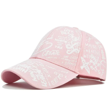 Trendige Unisex-Baseballkappe mit Graffiti-Print – Bunte, bemalte Schirmkappe