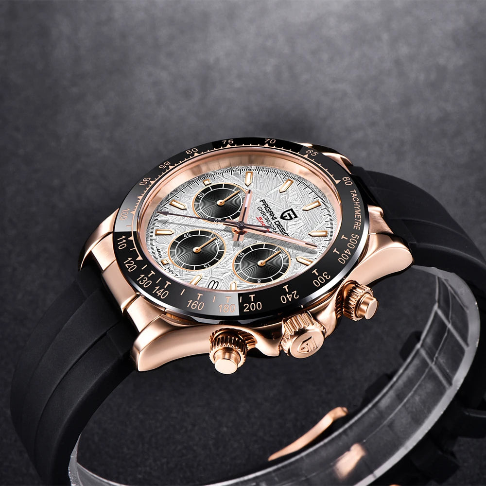 PAGANI DESIGN New Ceramic Bezel Men Quartz Wristwatches Luxurys Sapphire Glass Chronograph 100m Waterproof Stainless Watches Men