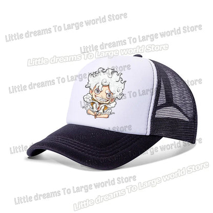 One Piece Baseball Cap Kids Anime Printed Adjustable Mesh Hat Visors Peaked Caps Sunshade Hats Outdoor Headwear Accessories Gift