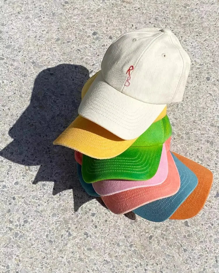 Casual Monogram Cotton Baseball Cap for Men and Women Hand-Dyed Soft Fabric Dad Hat with Hand-Embroidered Letters