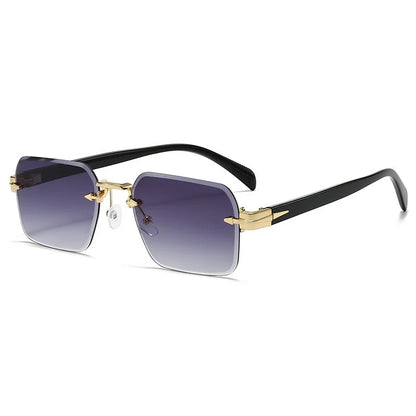 Luxury Rimless Sunglasses, Metal Hinge Exquisite Craftsmanship, Gradient Lenses Sun Protection Sunglasses 823