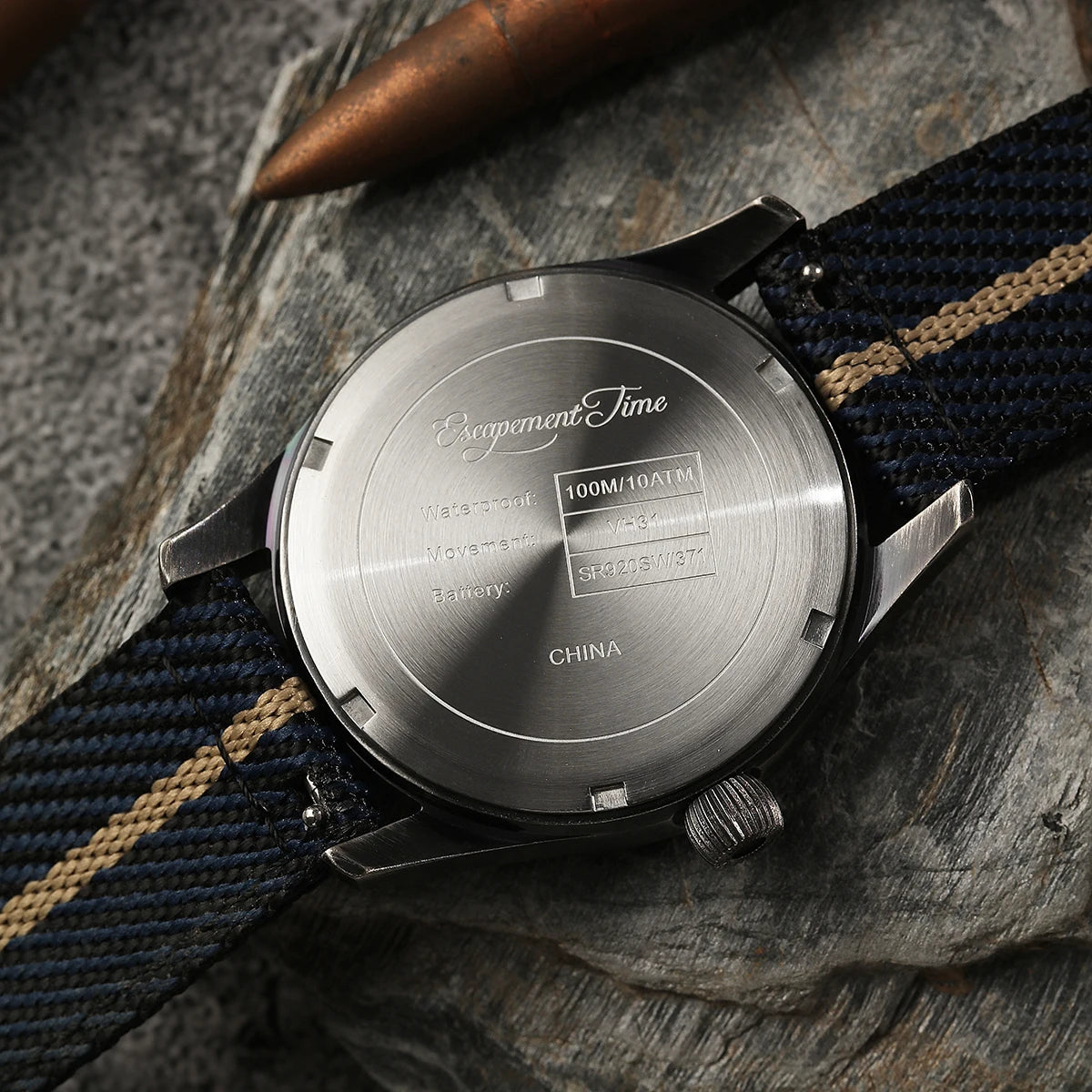 【Escapement Time】VH31 Quartz Movement Pilot Watch with Type-A or Type-B do the old black 38mm Case Waterproof 100M Sapphire