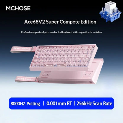 MCHOSE ACE68 V2 Gaming Keyboard Hall Effect 0.001MM RT 8kHz Polling Rate Hot Swappable Support 16K/128K/256K Scan Rate RGB DKS